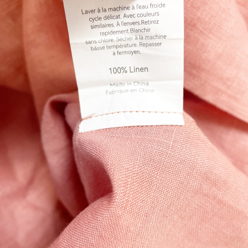 Lintico Women's Pink 100% Linen Tie Back Sleeveless Midi Lagenlook Dress Size M - Picture 6 of 6